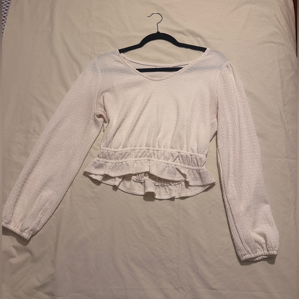 White full sleeve crop mid crop top